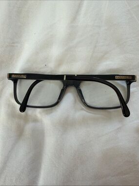 CHANEL prescription Black Frames with Gold Logo Plaque